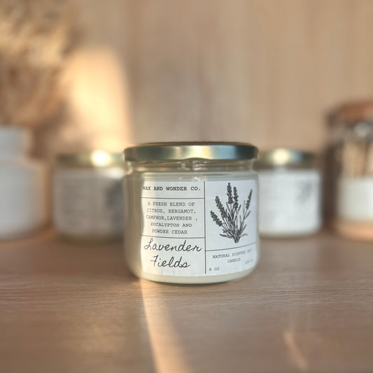 Lavender Fields soy candle - 8 oz glass jar